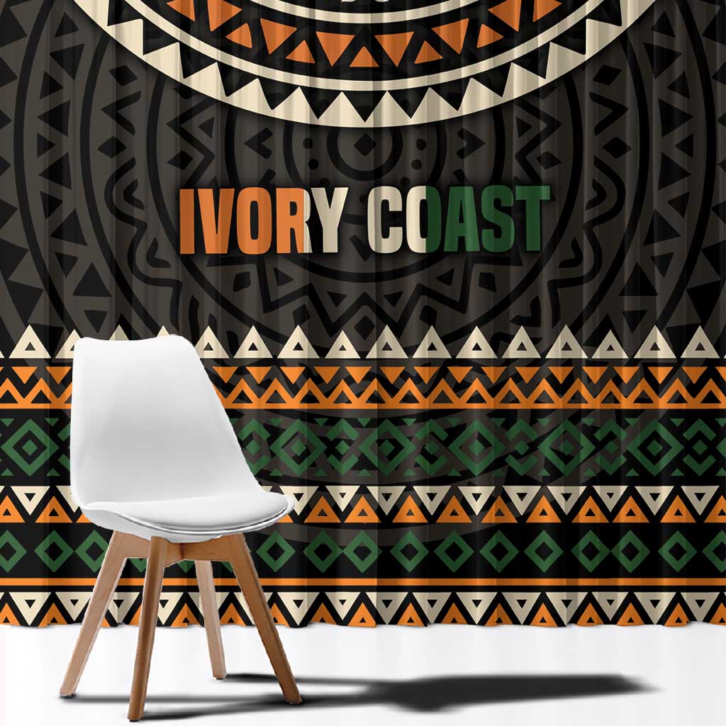 Ivory Coast African Pattern Window Curtain Ethnic Geometric and National Motto - African Pride