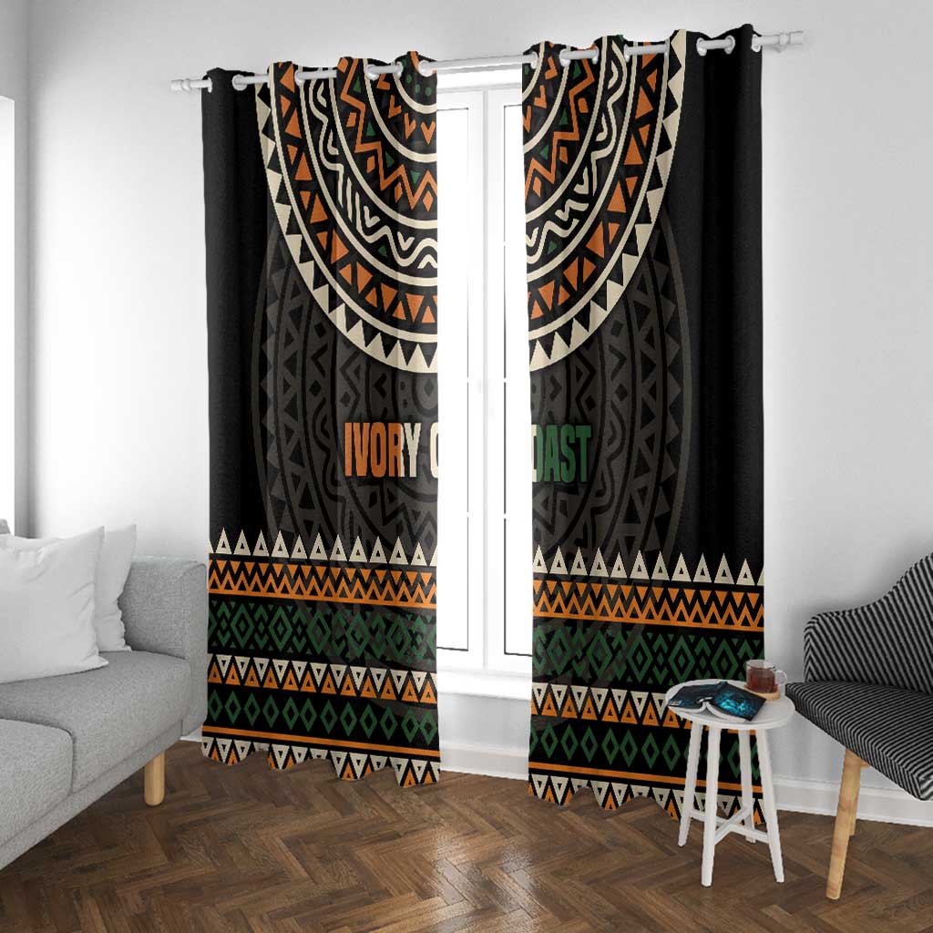 Ivory Coast African Pattern Window Curtain Ethnic Geometric and National Motto - African Pride
