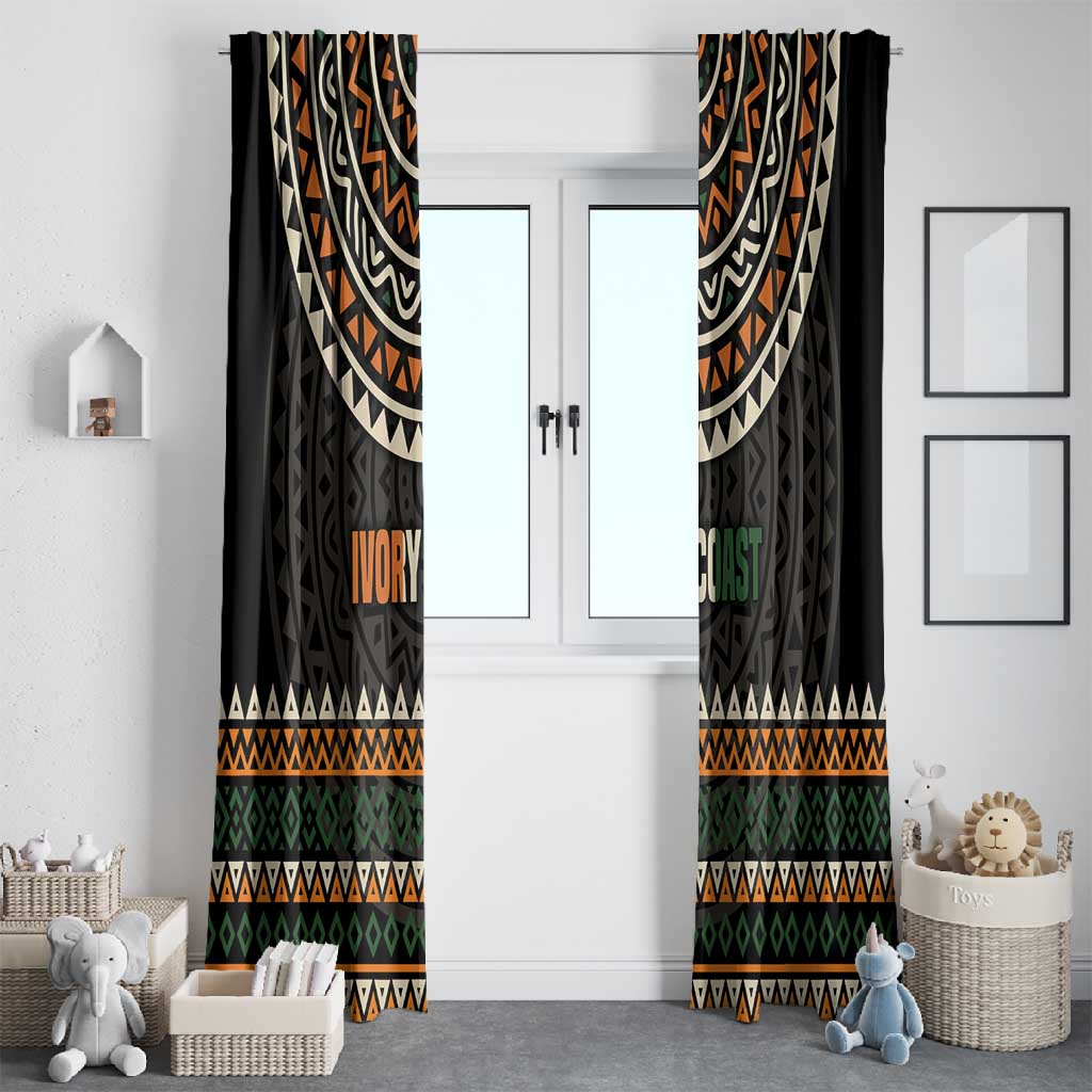 Ivory Coast African Pattern Window Curtain Ethnic Geometric and National Motto - African Pride