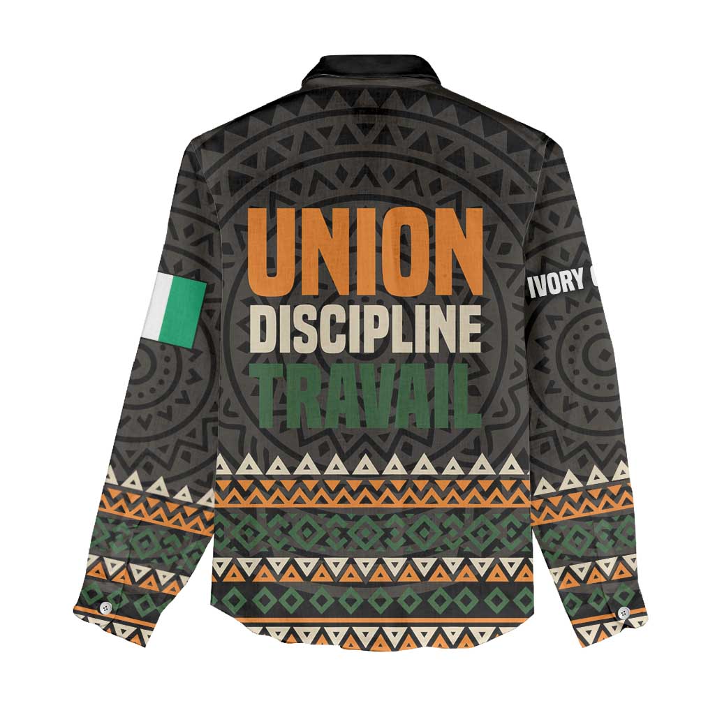 Ivory Coast African Pattern Women Casual Shirt Ethnic Geometric and National Motto - African Pride
