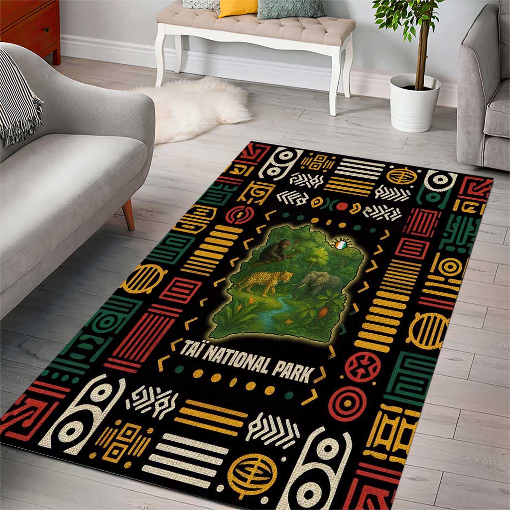 Ivory Coast Area Rug Tai National Park Wildlife Map - African Pride