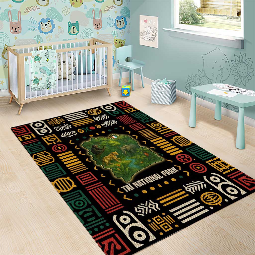 Ivory Coast Area Rug Tai National Park Wildlife Map - African Pride