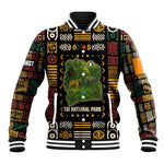 Ivory Coast Baseball Jacket Tai National Park Wildlife Map - African Pride