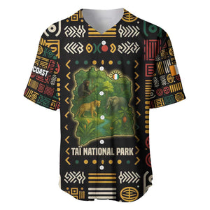 Ivory Coast Baseball Jersey Tai National Park Wildlife Map - African Pride