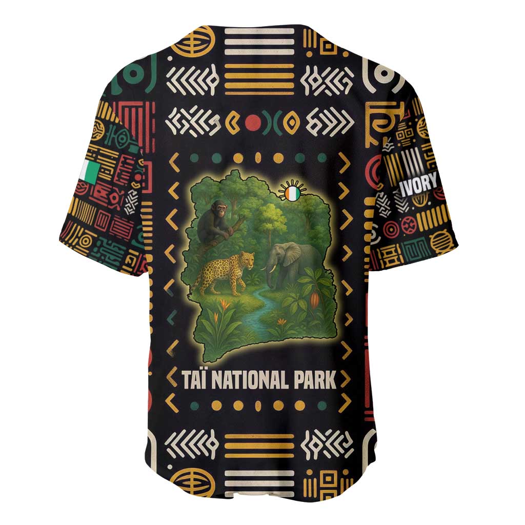 Ivory Coast Baseball Jersey Tai National Park Wildlife Map - African Pride
