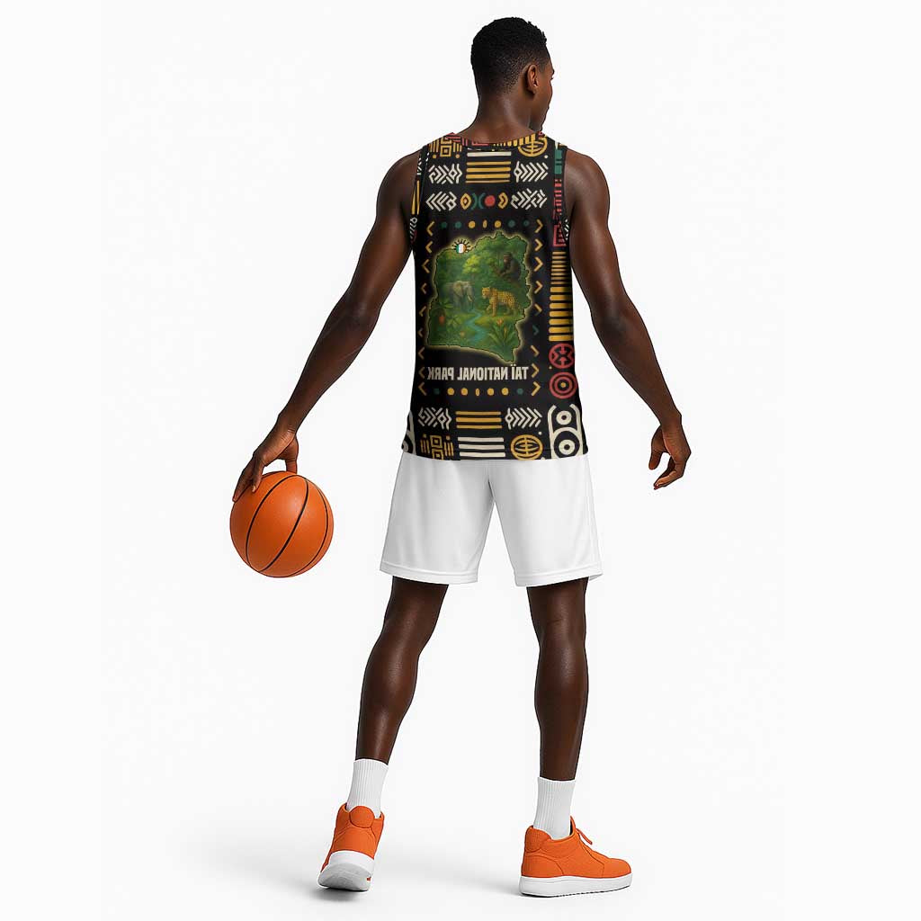 Ivory Coast Basketball Jersey Tai National Park Wildlife Map - African Pride