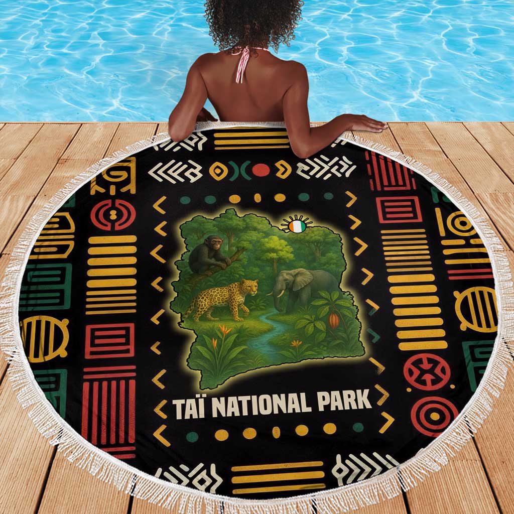 Ivory Coast Beach Blanket Tai National Park Wildlife Map - African Pride