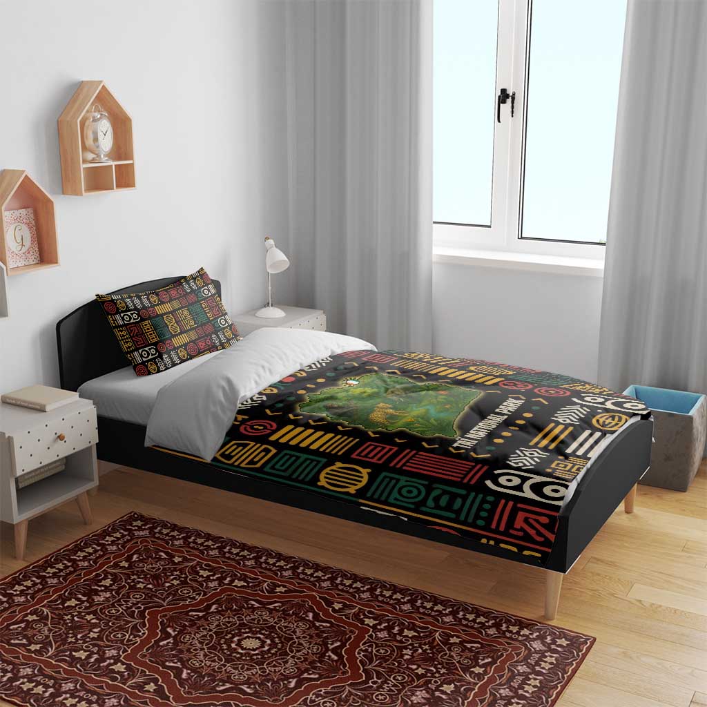 Ivory Coast Bedding Set Tai National Park Wildlife Map - African Pride