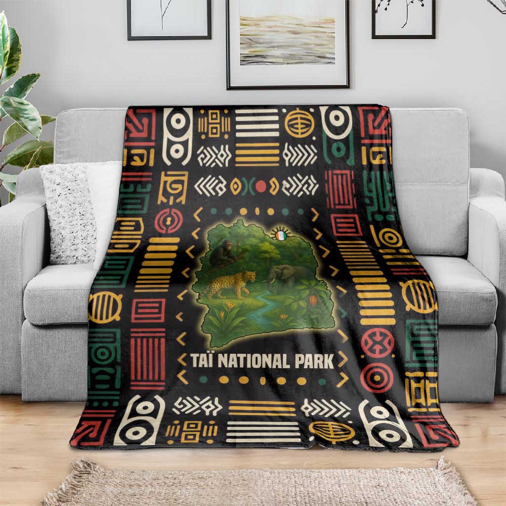 Ivory Coast Blanket Tai National Park Wildlife Map - African Pride