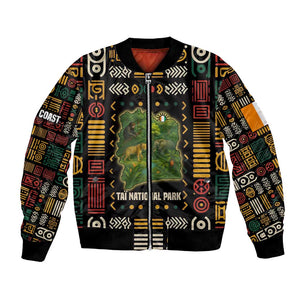 Ivory Coast Bomber Jacket Tai National Park Wildlife Map - African Pride