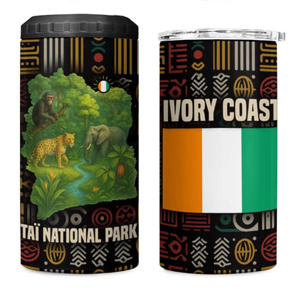 Ivory Coast 4 in 1 Can Cooler Tumbler Tai National Park Wildlife Map - African Pride