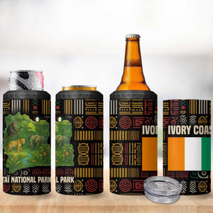 Ivory Coast 4 in 1 Can Cooler Tumbler Tai National Park Wildlife Map - African Pride