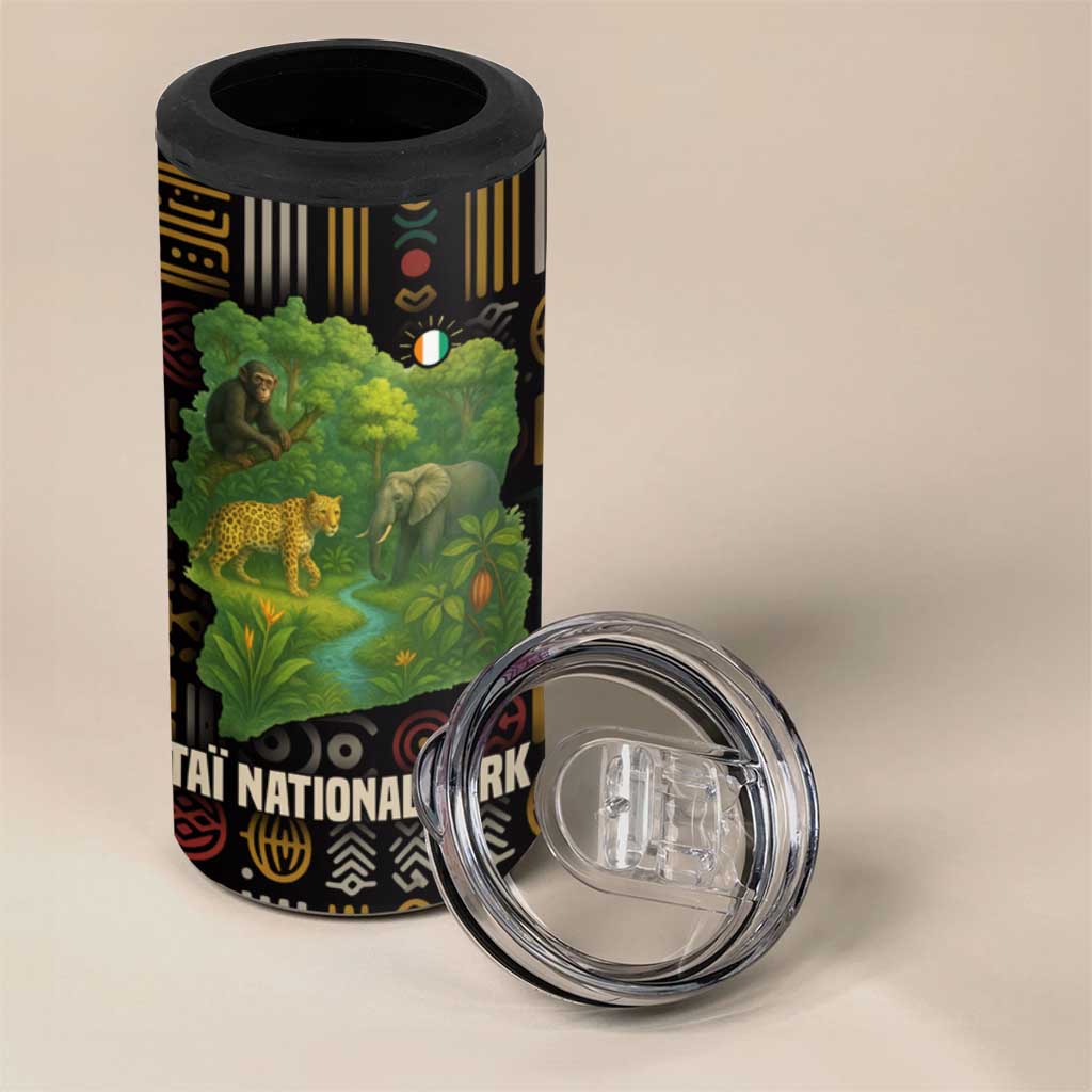 Ivory Coast 4 in 1 Can Cooler Tumbler Tai National Park Wildlife Map - African Pride