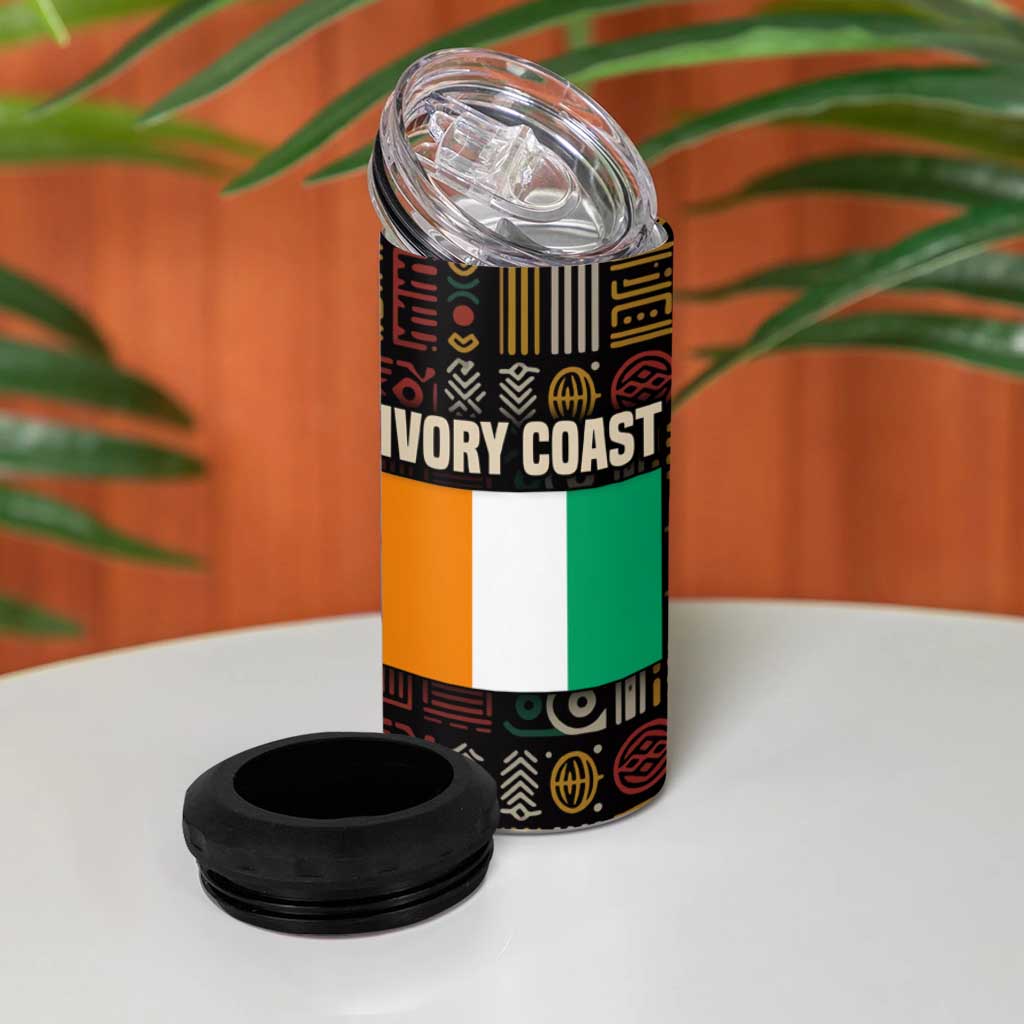 Ivory Coast 4 in 1 Can Cooler Tumbler Tai National Park Wildlife Map - African Pride