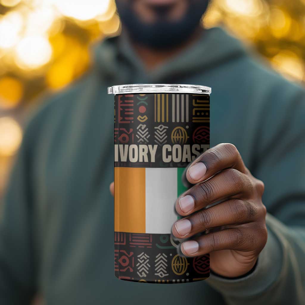 Ivory Coast 4 in 1 Can Cooler Tumbler Tai National Park Wildlife Map - African Pride
