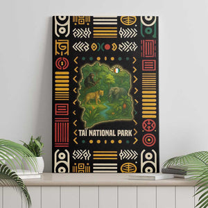 Ivory Coast Canvas Wall Art Tai National Park Wildlife Map - African Pride