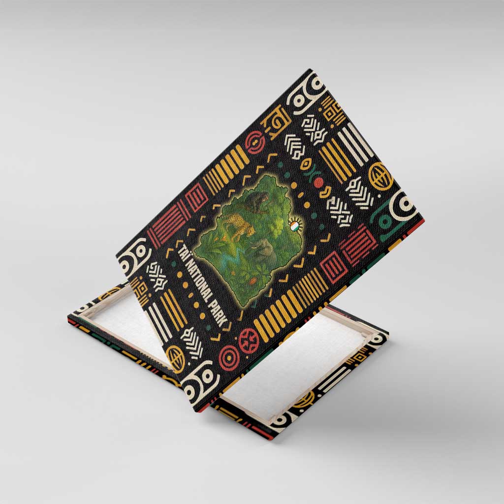 Ivory Coast Canvas Wall Art Tai National Park Wildlife Map - African Pride