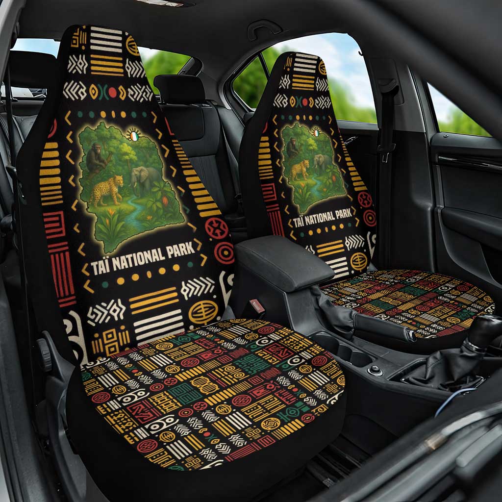 Ivory Coast Car Seat Cover Tai National Park Wildlife Map - African Pride