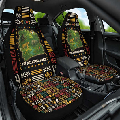 Ivory Coast Car Seat Cover Tai National Park Wildlife Map - African Pride