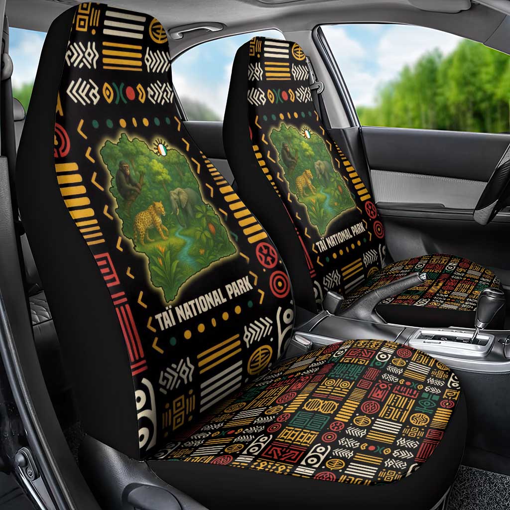 Ivory Coast Car Seat Cover Tai National Park Wildlife Map - African Pride