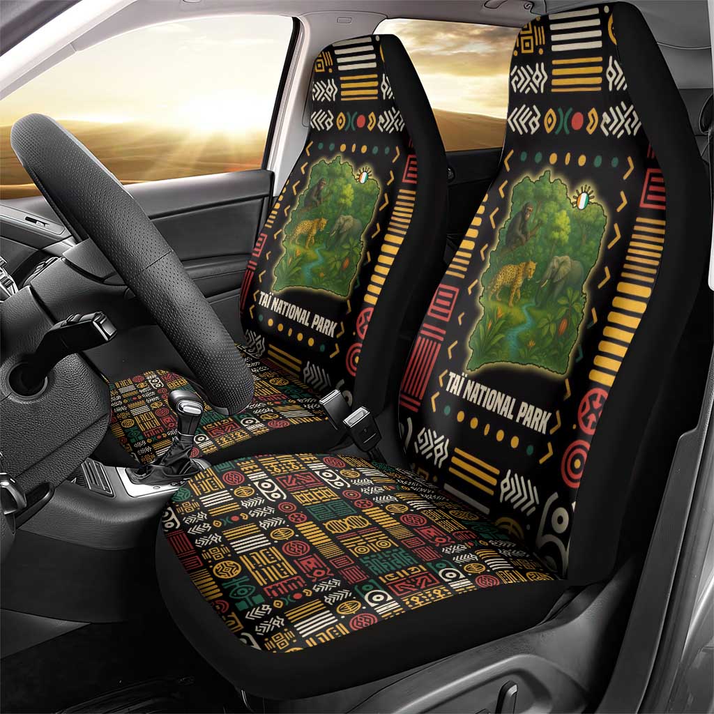 Ivory Coast Car Seat Cover Tai National Park Wildlife Map - African Pride
