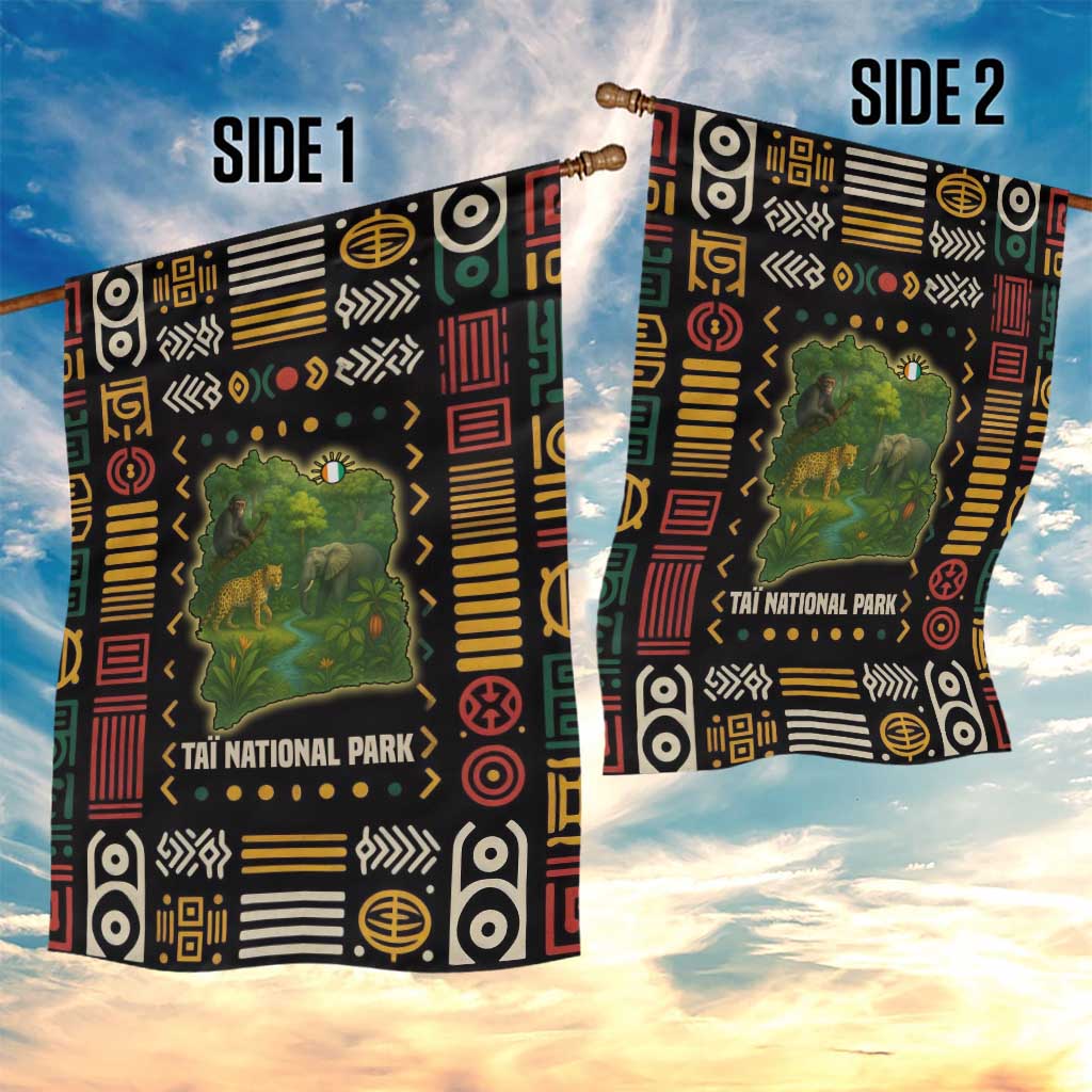 Ivory Coast Garden Flag Tai National Park Wildlife Map - African Pride