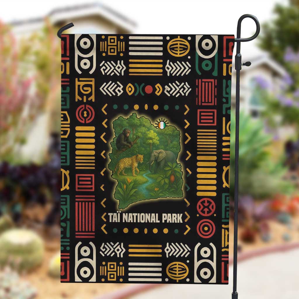 Ivory Coast Garden Flag Tai National Park Wildlife Map - African Pride