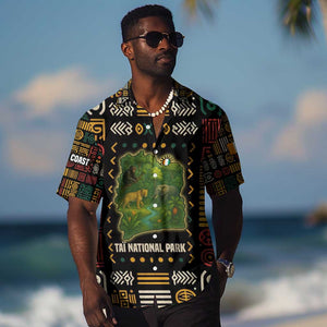 Ivory Coast Hawaiian Shirt Tai National Park Wildlife Map - African Pride