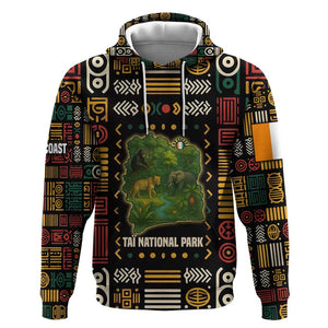 Ivory Coast Hoodie Tai National Park Wildlife Map - African Pride