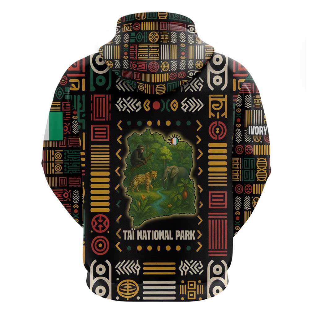 Ivory Coast Hoodie Tai National Park Wildlife Map - African Pride