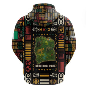 Ivory Coast Hoodie Tai National Park Wildlife Map - African Pride