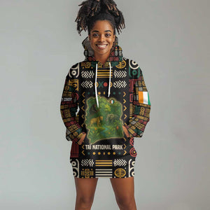 Ivory Coast Hoodie Dress Tai National Park Wildlife Map - African Pride