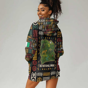 Ivory Coast Hoodie Dress Tai National Park Wildlife Map - African Pride