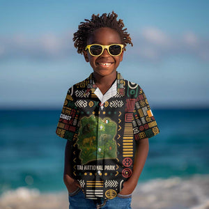Ivory Coast Kid Hawaiian Shirt Tai National Park Wildlife Map - African Pride
