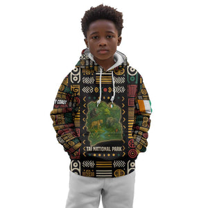 Ivory Coast Kid Hoodie Tai National Park Wildlife Map - African Pride