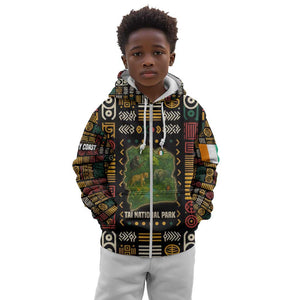 Ivory Coast Kid Hoodie Tai National Park Wildlife Map - African Pride