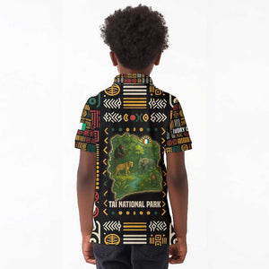 Ivory Coast Kid Polo Shirt Tai National Park Wildlife Map - African Pride