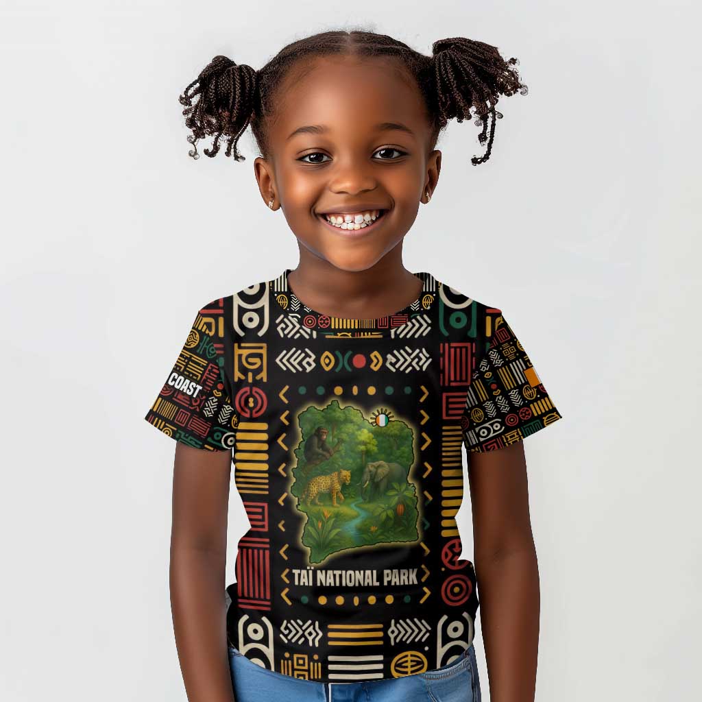 Ivory Coast Kid T shirt Tai National Park Wildlife Map - African Pride