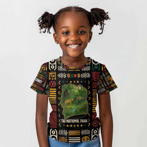 Ivory Coast Kid T shirt Tai National Park Wildlife Map - African Pride