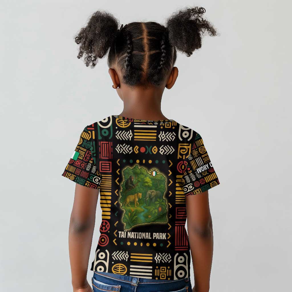 Ivory Coast Kid T shirt Tai National Park Wildlife Map - African Pride