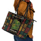 Ivory Coast Leather Tote Bag Tai National Park Wildlife Map - African Pride