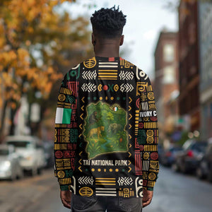 Ivory Coast Long Sleeve Shirt Tai National Park Wildlife Map - African Pride