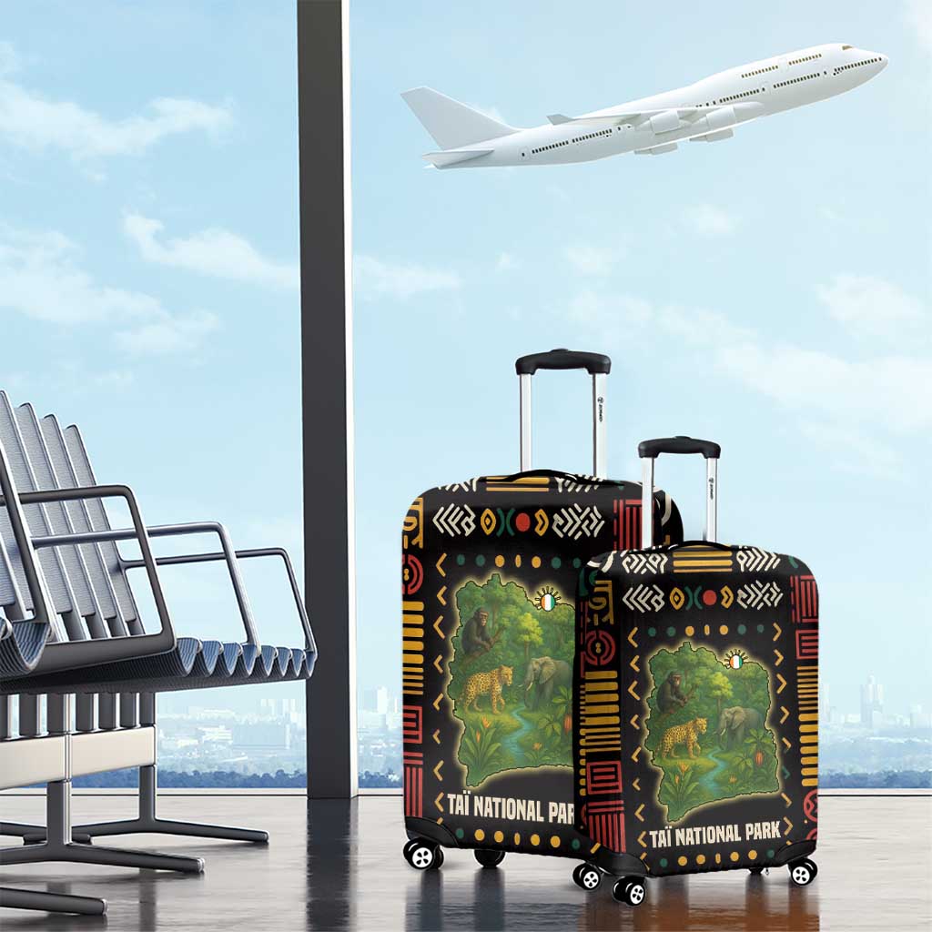 Ivory Coast Luggage Cover Tai National Park Wildlife Map - African Pride