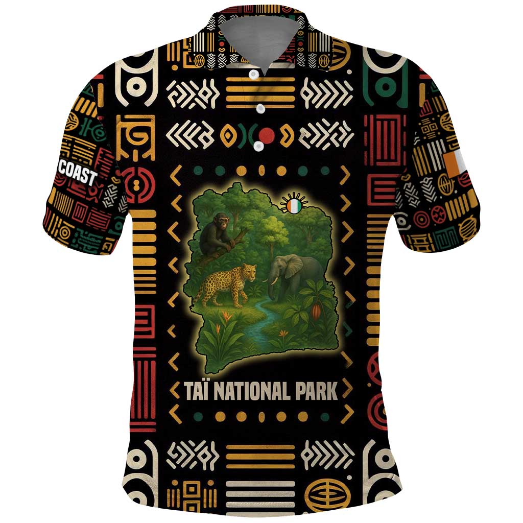 Ivory Coast Polo Shirt Tai National Park Wildlife Map - African Pride