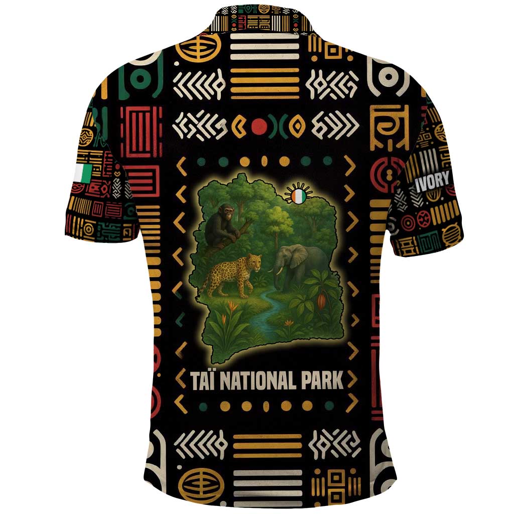 Ivory Coast Polo Shirt Tai National Park Wildlife Map - African Pride