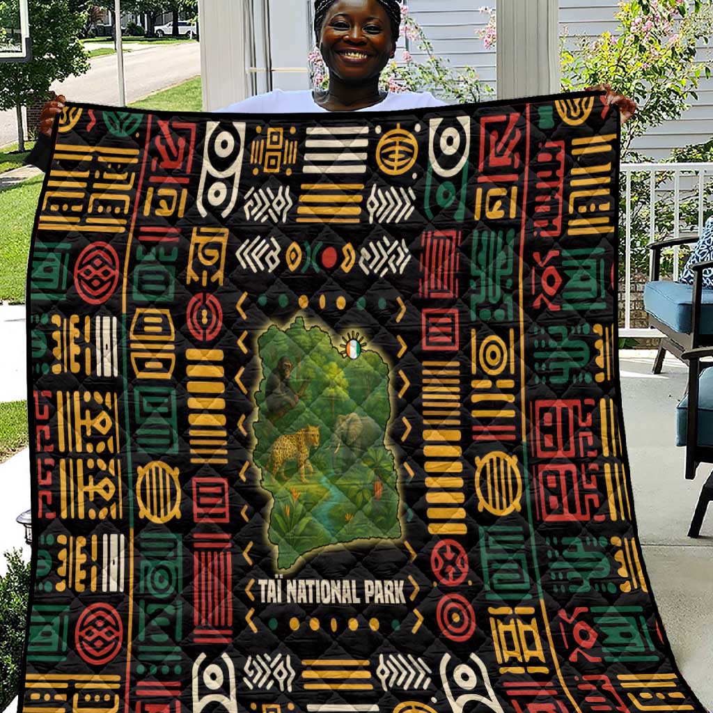 Ivory Coast Quilt Tai National Park Wildlife Map - African Pride