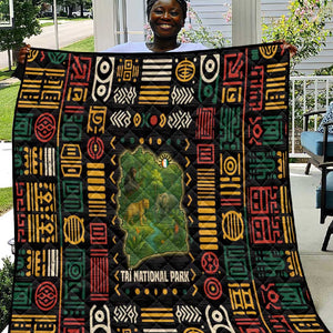 Ivory Coast Quilt Tai National Park Wildlife Map - African Pride