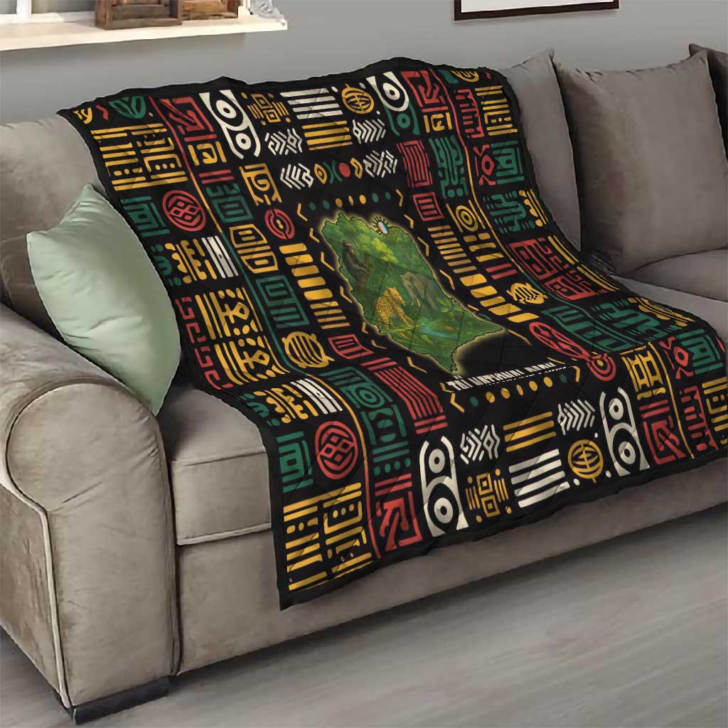 Ivory Coast Quilt Tai National Park Wildlife Map - African Pride