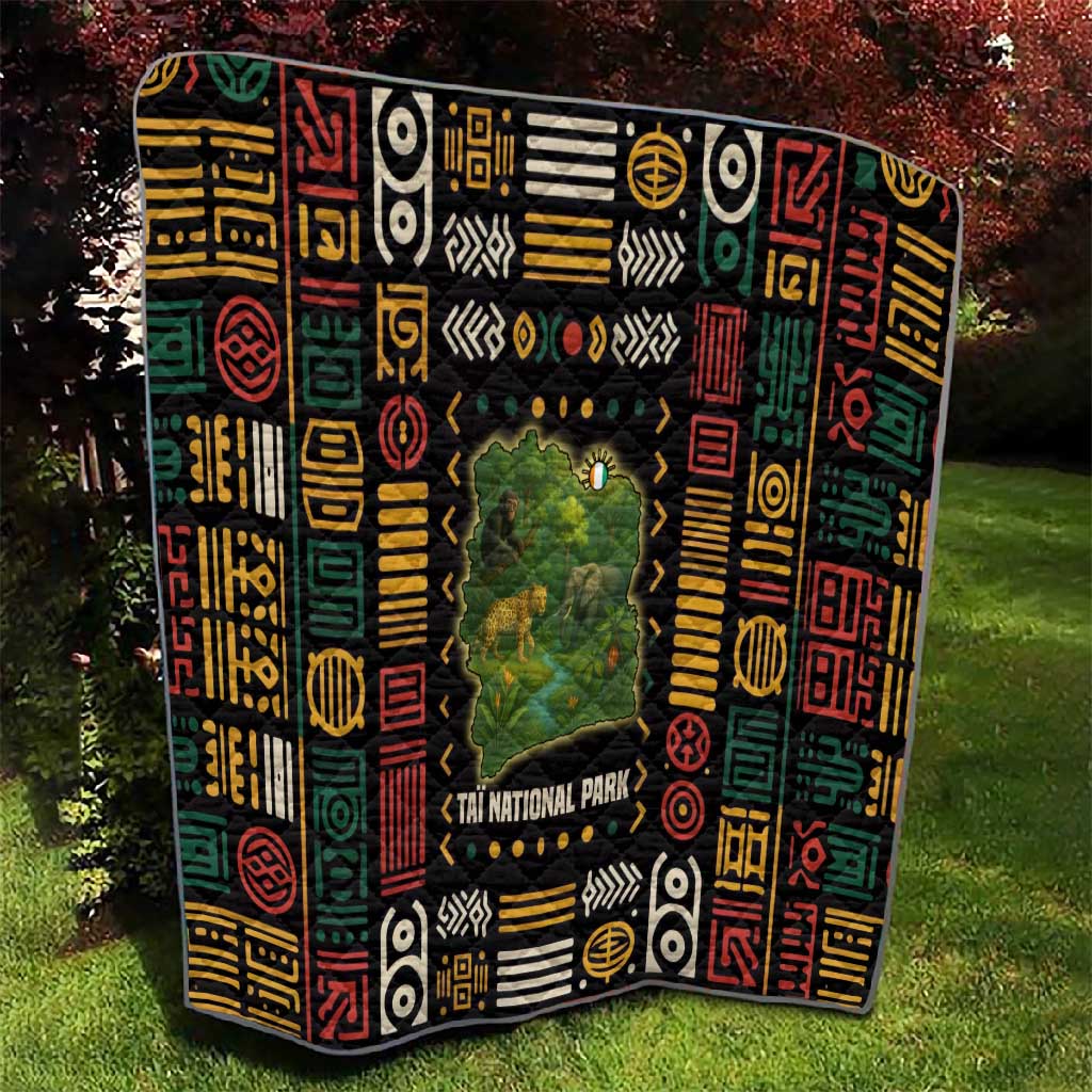 Ivory Coast Quilt Tai National Park Wildlife Map - African Pride