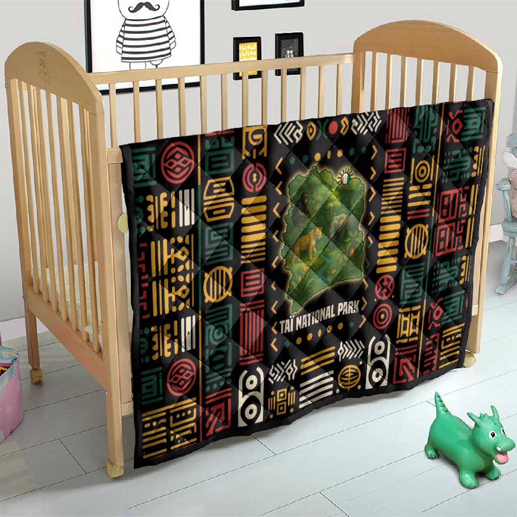 Ivory Coast Quilt Tai National Park Wildlife Map - African Pride